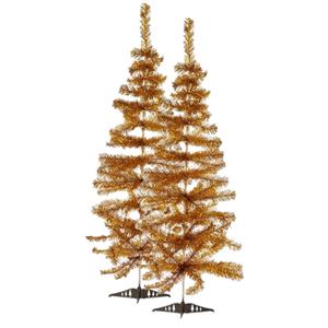 Arte r 2x stuks kleine gouden kerstbomen van 120 cm -
