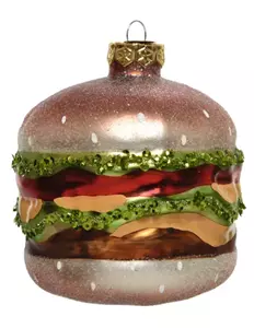 Decoris GLAZEN HAMBURGER KERSTBAL l9b9h10.30cm