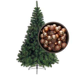 Bellatio kunst kerstboom 120 cm met kerstballen camel bruin -