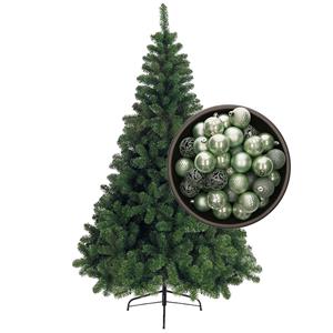 Bellatio kunst kerstboom 120 cm met kerstballen mintgroen -
