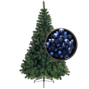 Bellatio kunst kerstboom 150 cm met kerstballen kobalt blauw -