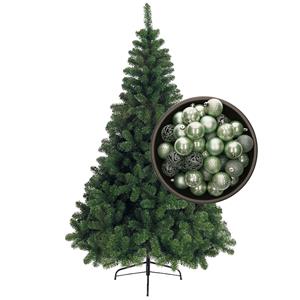 Bellatio kunst kerstboom 150 cm met kerstballen mintgroen -