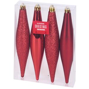 12x Kerstboomversiering rode pegels kersthangers kunststof 15 cm -