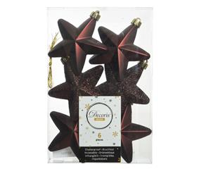 Decoris Ster plc l2b7.5h7.5 cm mahonie 6st kerst