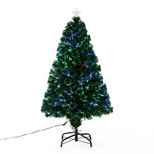 HOMCOM Weihnachtsbaum künstlicher Christbaum Tannenbaum Lichtfaser LED Baum mit Metallständer, Glasfaser-Farbwechsler, grün, 120 cm