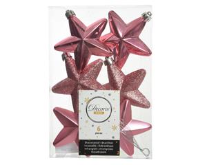 Ster plc l2b7.5h7.5 cm lip roze 6st kerst