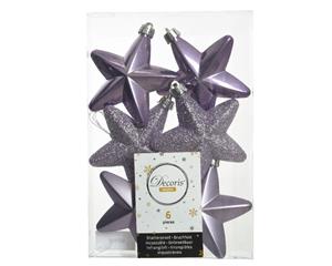 Ster plc l2b7.5h7.5 cm lila 6st kerst