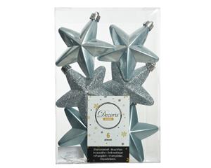 Ster plc l2b7.5h7.5 cm blauw 6st kerst