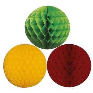 Kerstversiering set van 6x papieren kerstballen 10 cm groen goudgeel en bordeaux rood -