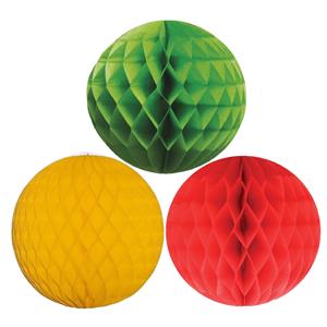 Kerstversiering set van 6x papieren kerstballen 10 cm groen goudgeel en rood -