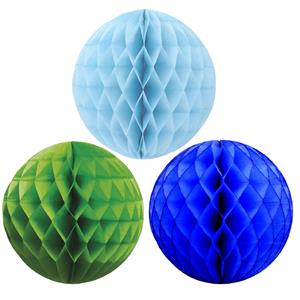 Kerstversiering set van 6x papieren kerstballen 10 cm groen lichtblauw en blauw -