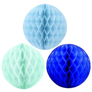 Kerstversiering set van 6x papieren kerstballen 10 cm mintgroen lichtblauw en blauw -