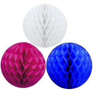 Kerstversiering set van 6x papieren kerstballen 10 cm wit blauw en fuchsia roze -