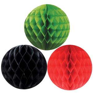 Kerstversiering set van 6x papieren kerstballen 10 cm zwart groen en rood -