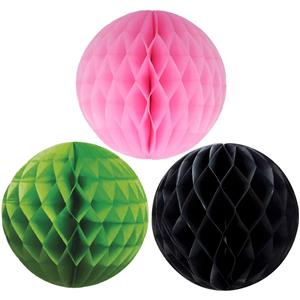 Kerstversiering set van 6x papieren kerstballen 10 cm zwart groen en roze -