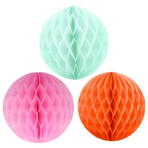 Kerstversiering set van 6x papieren kerstballen 10 cm mintgroen lichtroze en oranje -