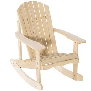 Outsunny Adirondack Schaukelstuhl Gartenstuhl aus Kiefernholz Terrassenstuhl Gartensessel Schaukelsessel Gartenmöbel Balkonstuhl Natur 74 x 97 x 92 cm