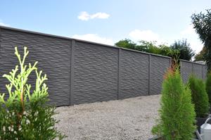 Betonzaun Modernstone grau einseitig 200x200cm - Intergard