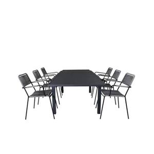 Hioshop Marbella tuinmeubelset tafel 100x160/240cm en 6 stoel