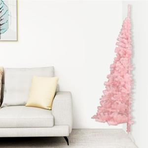vidaXL Kunstkerstboom met standaard half 120 cm PVC roze