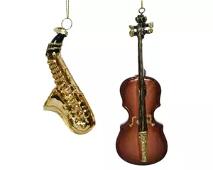 Kersthanger glas muziekkinstrument b3h12cm