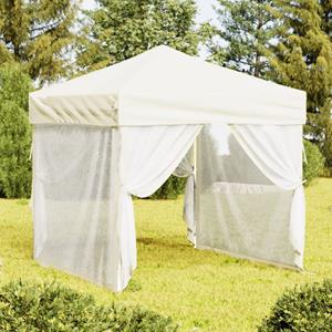 VidaXL Partytent inklapbaar met zijwanden 2x2 m crèmekleurig