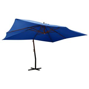 VidaXL Zweefparasol met houten paal 400x300 cm azuurblauw