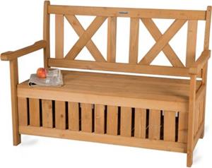 Needs&wants Gartenbank aus Holz wetterfest mit Truhe-Stauraum braun