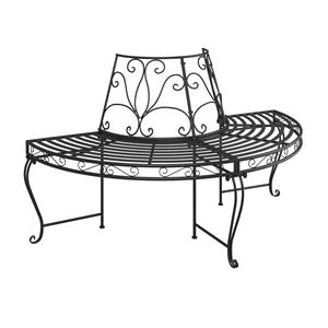 vidaXL Boombanken 2 st halfrond Ø160 cm staal zwart