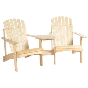 Outsunny Gartenbank mit Tisch und Schirmloch 178 x 87 x 92 cm (BxTxH)   Sitzbank Sitzgruppe Holzbank Gartenmöbel Balkon