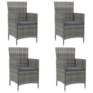 Tuinstoelen 4 st met kussens poly rattan grijs