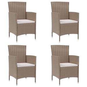 Tuinstoelen 4 st met kussens poly rattan beige