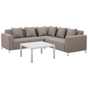 BELIANI Loungeset 5-persoons Hoek Rechts Beige BELIZE