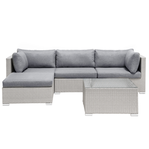 BELIANI Loungeset 4-zits hoek rechts wicker grijs SANO II