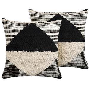 Beliani KHORA Set van 2 kussens beige
