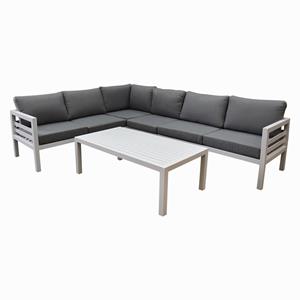 AVH-Outdoor Fabri hoek loungeset 5 delig aluminium wit
