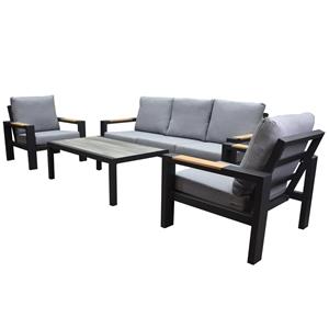 AVH-Outdoor Ningbo stoel bank loungeset 4 delig antraciet aluminium