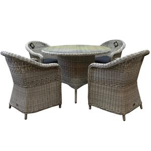 AVH-Outdoor Chester Riccione dining tuinset 110cm rond 5-delig wit