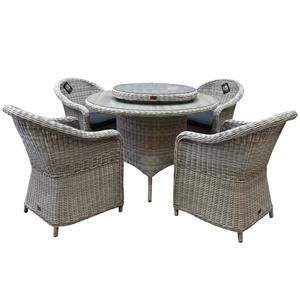 AVH-Outdoor Chester Riccione dining tuinset 110cm rond 6-delig wit