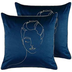 Beliani CROCUS Set van 2 kussens blauw