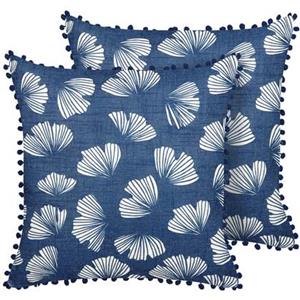 Beliani DANDELION Set van 2 kussens blauw