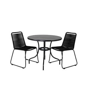 Hioshop Nicke tuinmeubelset tafel Ø90cm en 2 stoel stapelS Lindos