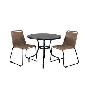 Hioshop Nicke tuinmeubelset tafel Ø90cm en 2 stoel stapelL Lindos