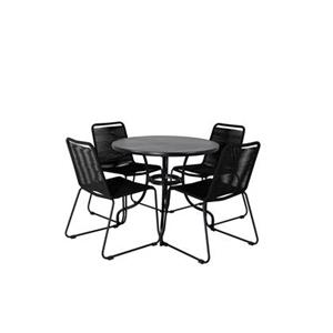 Hioshop Nicke tuinmeubelset tafel Ø90cm en 4 stoel stapelS Lindos