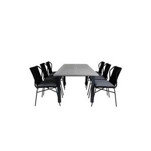 Hioshop Albany tuinmeubelset tafel 90x152/210cm en 6 stoel Julian
