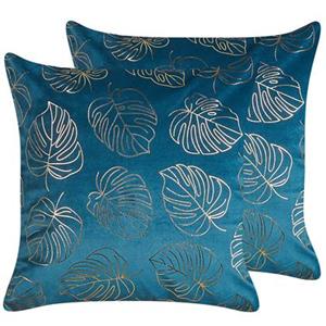 Beliani MONSTERA Set van 2 kussens blauw