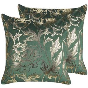 Beliani DAFFODIL Set van 2 kussens groen