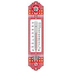 Express Metalen thermometer Alpen 29 cm rood voor gebruik binnen en buiten