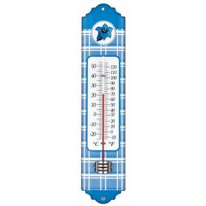 Express Metalen thermometer Alpen 29 cm blauw voor gebruik binnen en buiten