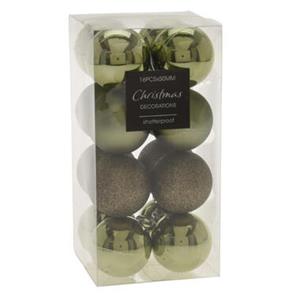 Kerstballen - 16st - kunststof - mix groen - 5cm